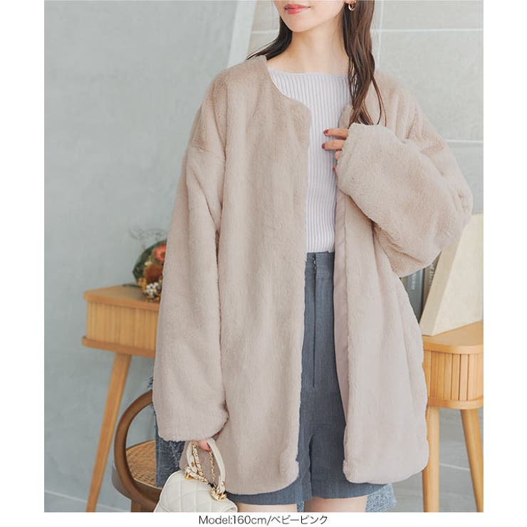 フェイクファーノーカラーコート［K1233］ | KOBE LETTUCE | 詳細画像5 