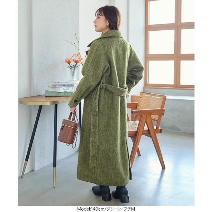 プチレタス ] スタンドカラーシャギーロングコート［K1261