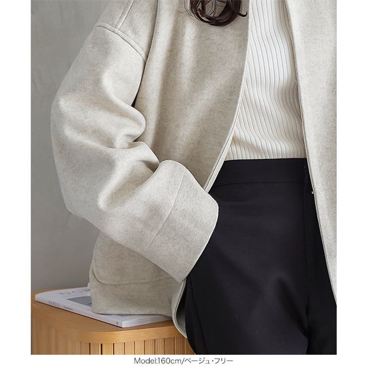 ニットスヌード付きノーカラーコート［K1268］[品番：KO000014090