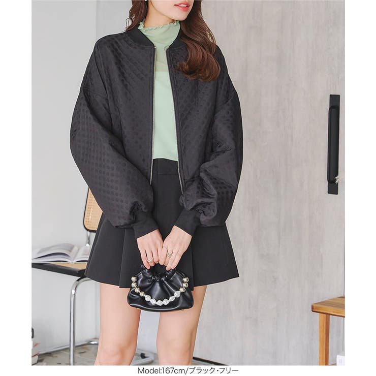 ブラック | ぽこぽこドットボリュームスリーブブルゾン［K1299］ | KOBE LETTUCE