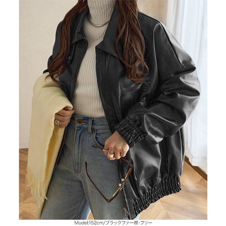 フェイクレザージップアップブルゾンレザー ジャケット アウター | KOBE LETTUCE | 詳細画像18 
