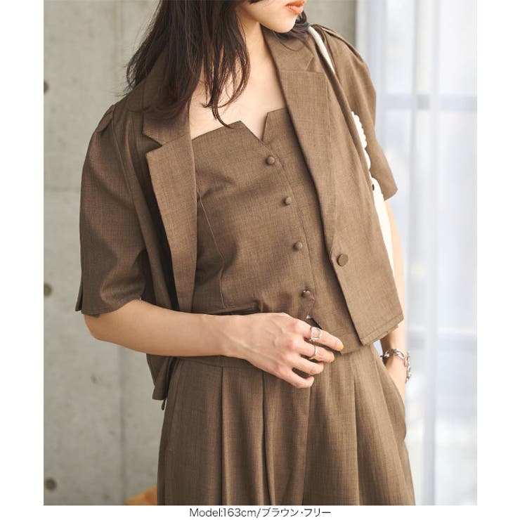 麻タッチパワショルクロップドジャケット［K1379］ | KOBE LETTUCE | 詳細画像6 