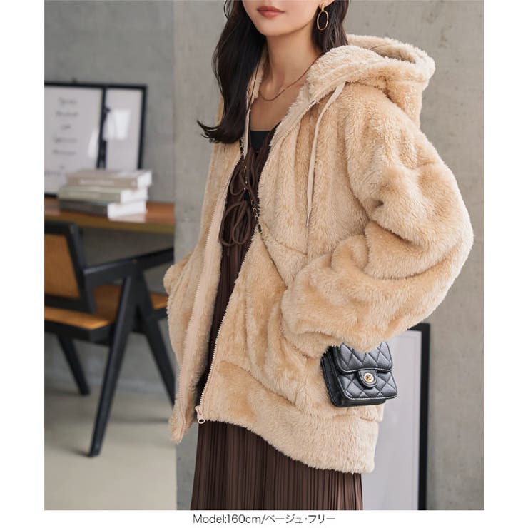 ファーフリースジップアップフーディー［K1383］ ファー フリース[品番