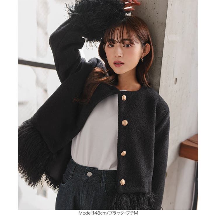 取り外し可能ファーつきフェイクウールアウター 取り外し可能 ファーつき | KOBE LETTUCE | 詳細画像16 