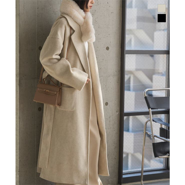 ウエストリボンデザインロングガウンコート ウエストリボン ロングガウンコート | KOBE LETTUCE | 詳細画像1 