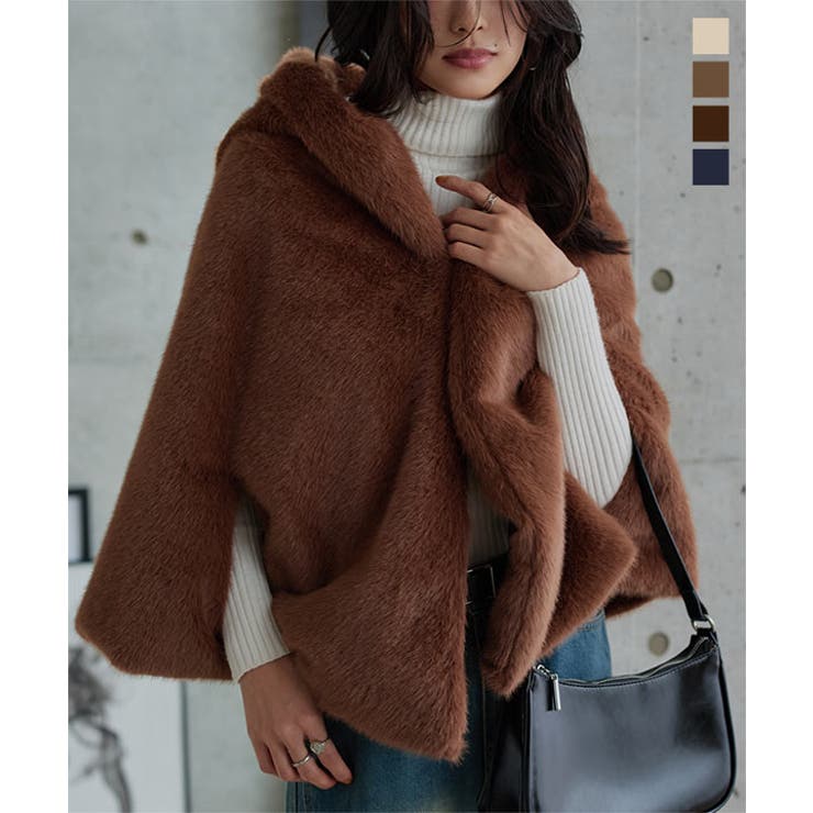 即日発送　ナノユニバース　毛皮襟　ケープマント ファーケープマント ファーケープマント レディース[品番：KO000015734