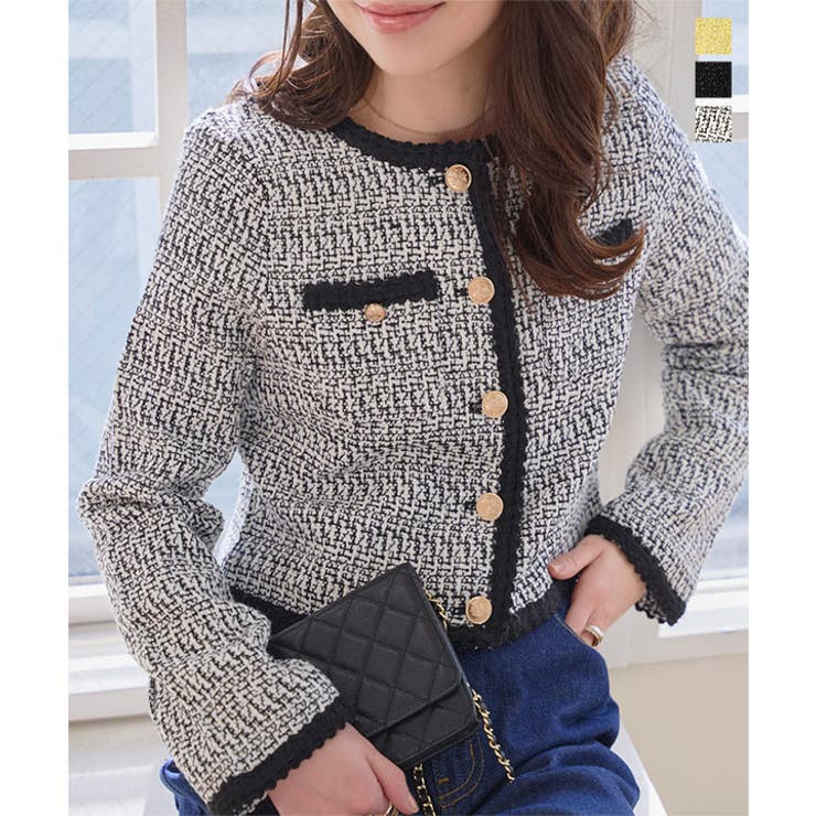 ショート丈ツイードジャケット［K1427］ ツイードジャケット ショート丈 | KOBE LETTUCE | 詳細画像1 