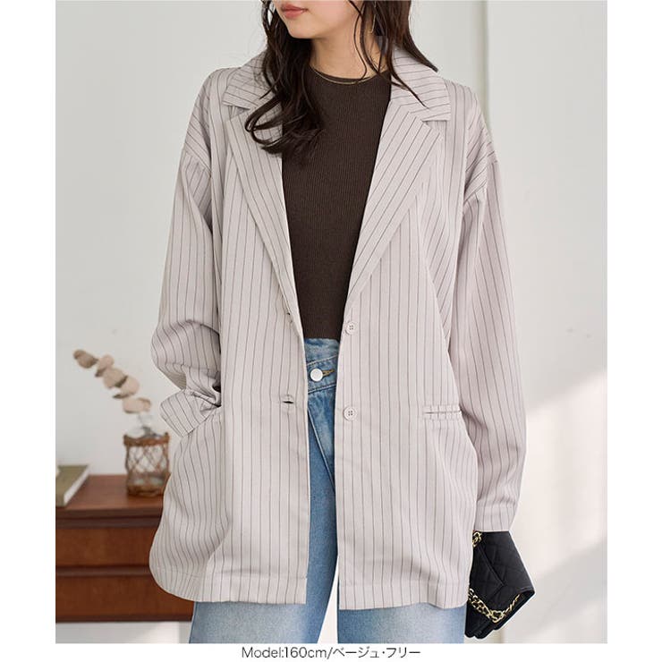 ストライプ柄テーラードジャケット［K1432］ テーラードジャケット ストライプ | KOBE LETTUCE | 詳細画像4 