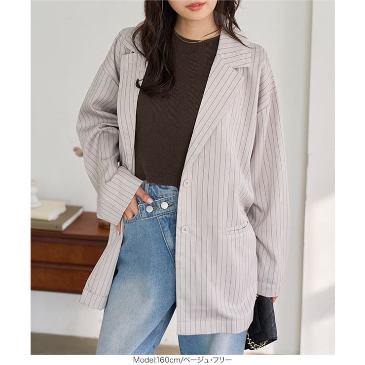 ストライプ柄テーラードジャケット［K1432］ テーラードジャケット ストライプ | KOBE LETTUCE | 詳細画像5 