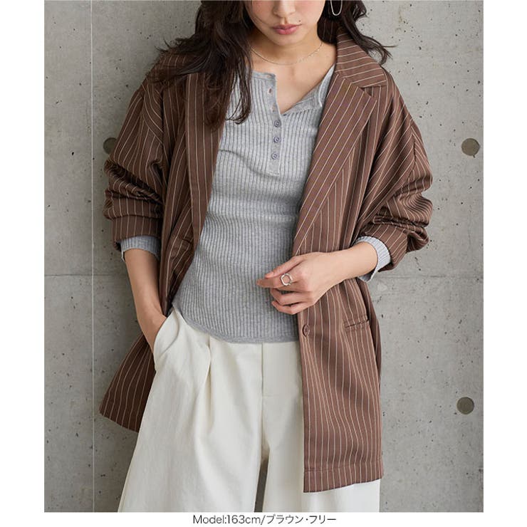 ストライプ柄テーラードジャケット［K1432］ テーラードジャケット ストライプ | KOBE LETTUCE | 詳細画像7 