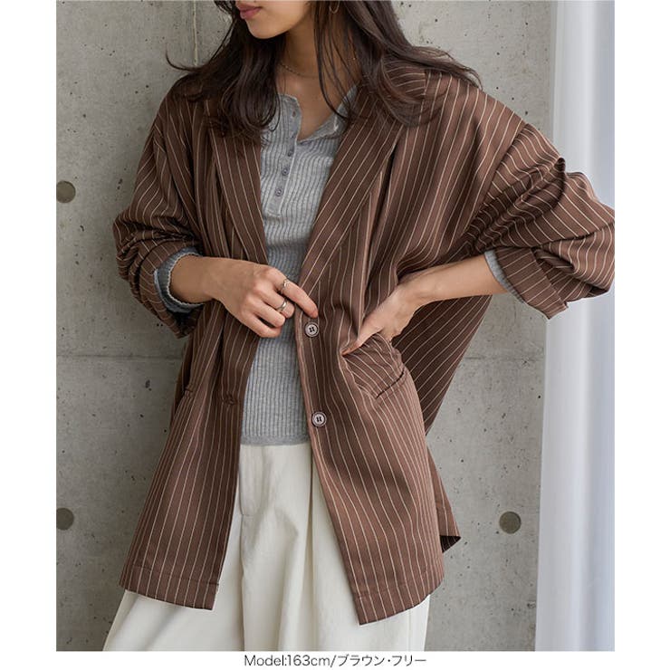 ストライプ柄テーラードジャケット［K1432］ テーラードジャケット ストライプ | KOBE LETTUCE | 詳細画像8 