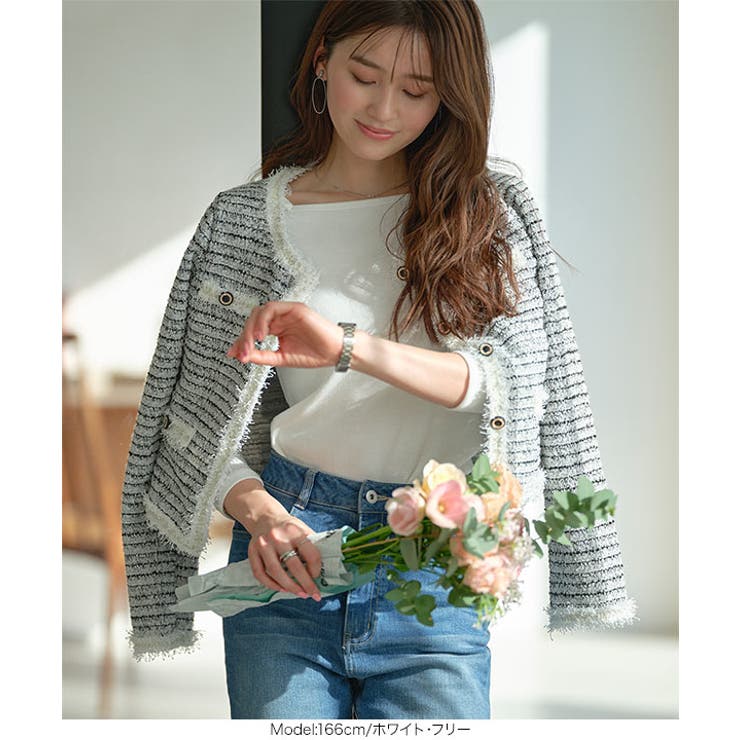 丸首ストレッチツイードジャケット［K1436］ | KOBE LETTUCE | 詳細画像2 