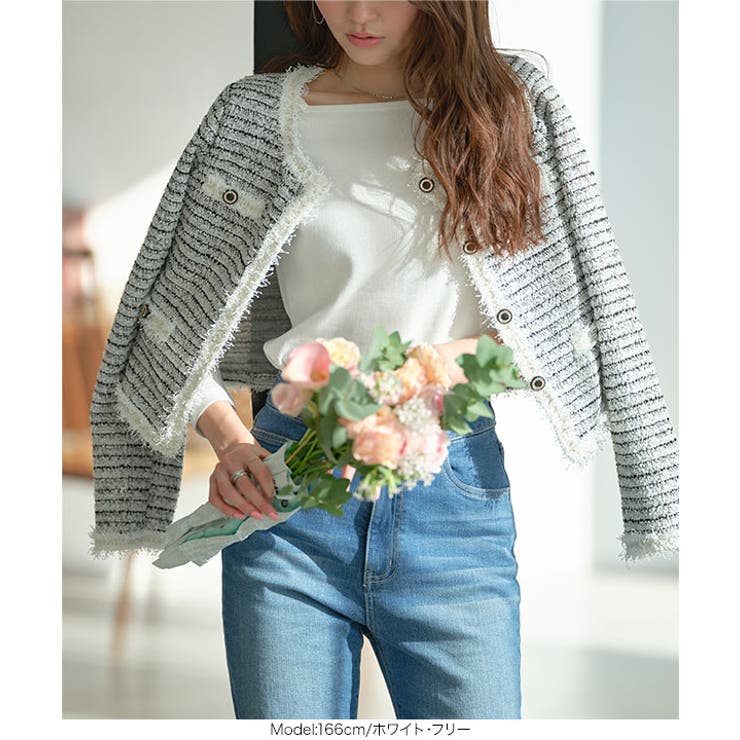 丸首ストレッチツイードジャケット［K1436］ | KOBE LETTUCE | 詳細画像3 