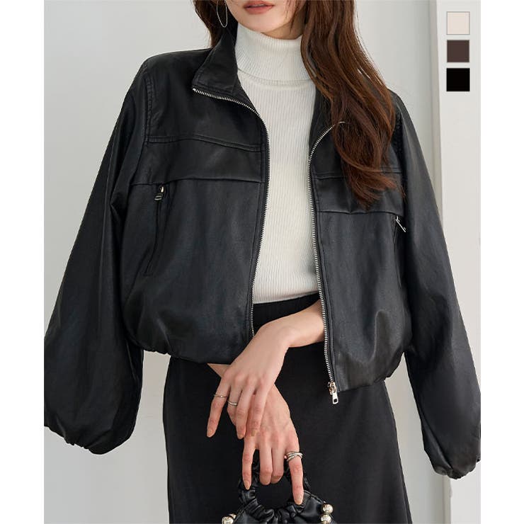 裾バルーンレザーブルゾン［K1441］ レザーブルゾン 裾バルーン | KOBE LETTUCE | 詳細画像1 