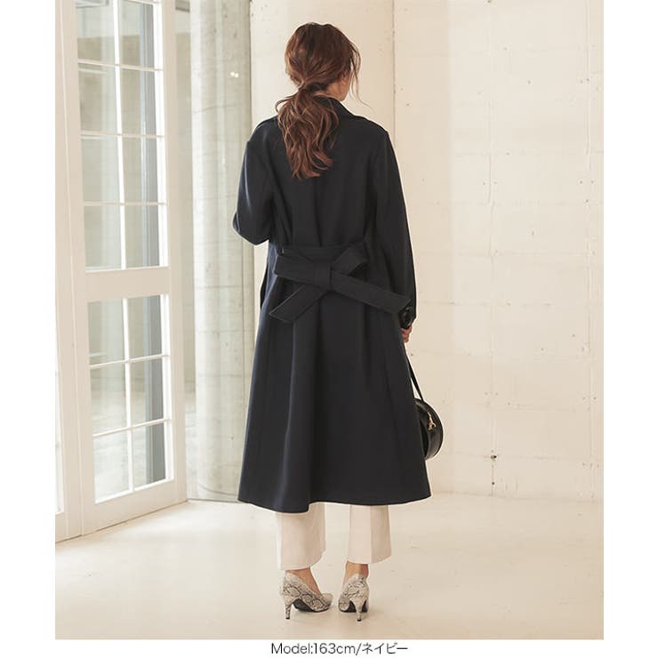 ビッグカラーベルト付きロングコート［K833］[品番：KO000013246