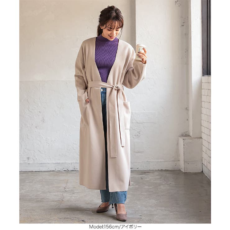 ベルト付きノーカラーライトコート［K939］ | KOBE LETTUCE | 詳細画像5 
