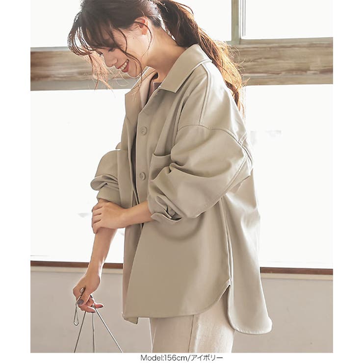 エコレザーオーバーサイズシャツジャケット［K962］ | KOBE LETTUCE | 詳細画像7 