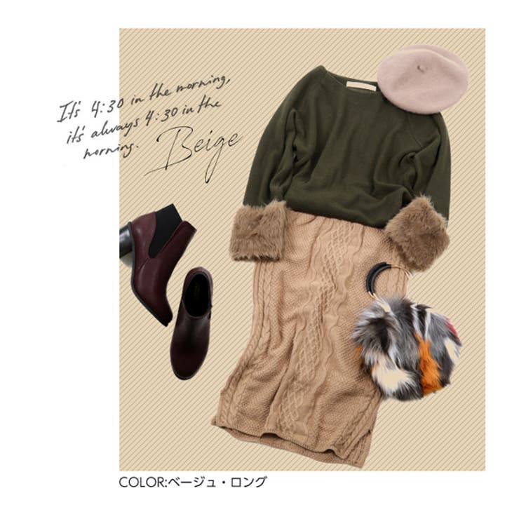 ふわもこあったか素材でぬくぬく！ミニorロング丈が選べる 起毛裏地ニットタイトス… | KOBE LETTUCE | 詳細画像8 