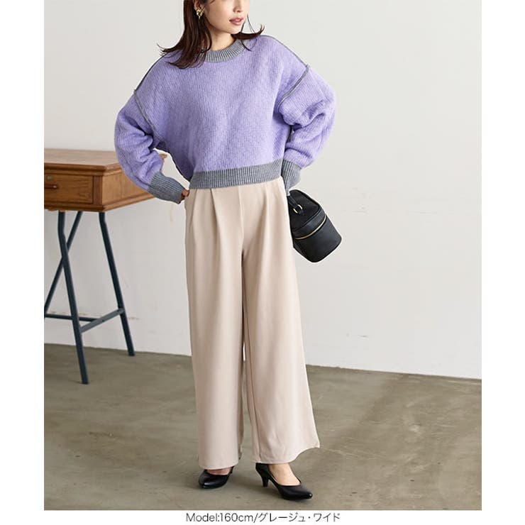 ［ワイド/テーパード］カットジョーゼットパンツ［M2510］ | KOBE LETTUCE | 詳細画像3 