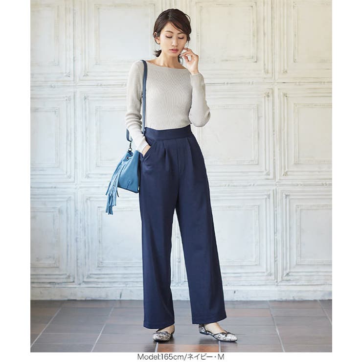 田中亜希子さんコラボ ] サイドジップジャージーワイドパンツ