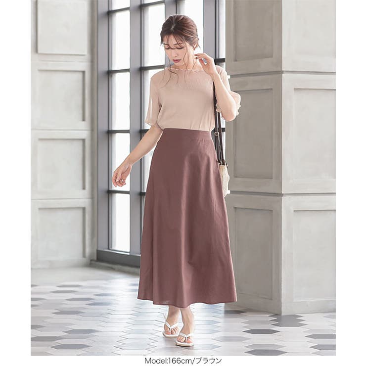 綿麻バックゴムセミフレアスカート レディース ボトムス | KOBE LETTUCE | 詳細画像7 