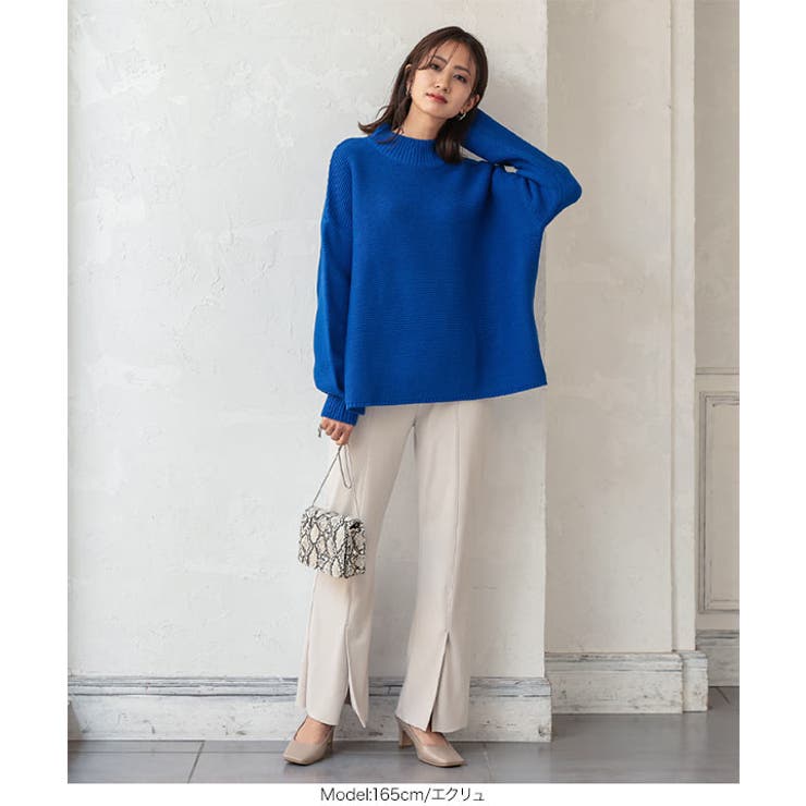 センタースリットウエストゴムストレッチニットソーパンツ レディース ロング | KOBE LETTUCE | 詳細画像8 