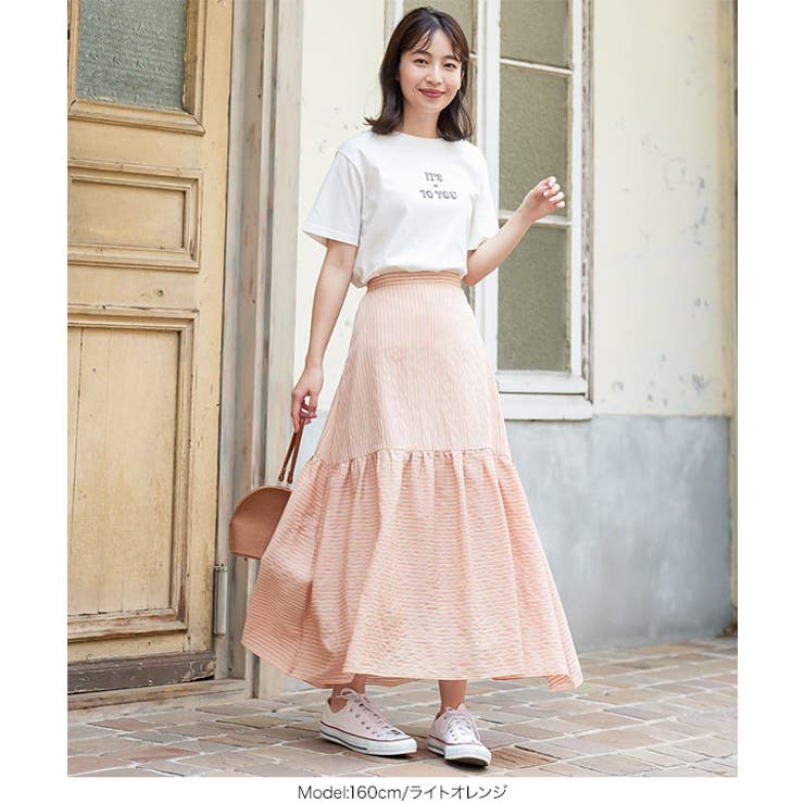 シアーストライプティアードスカート [M3355] レディース | KOBE LETTUCE | 詳細画像8 