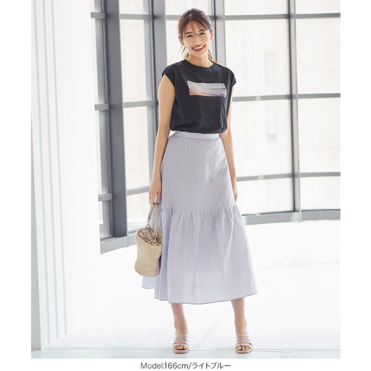 シアーストライプティアードスカート [M3355] レディース | KOBE LETTUCE | 詳細画像12 