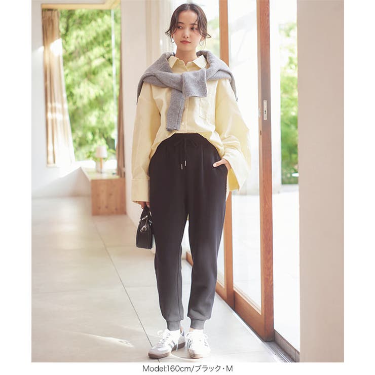 カジュアルパンツ　ヨガパンツ　ブルー　ウエストゴム　ポケット付きパンツ　モモンガ カジュアルパンツ ヨガパンツ ブルー ウエストゴム ポケット付き