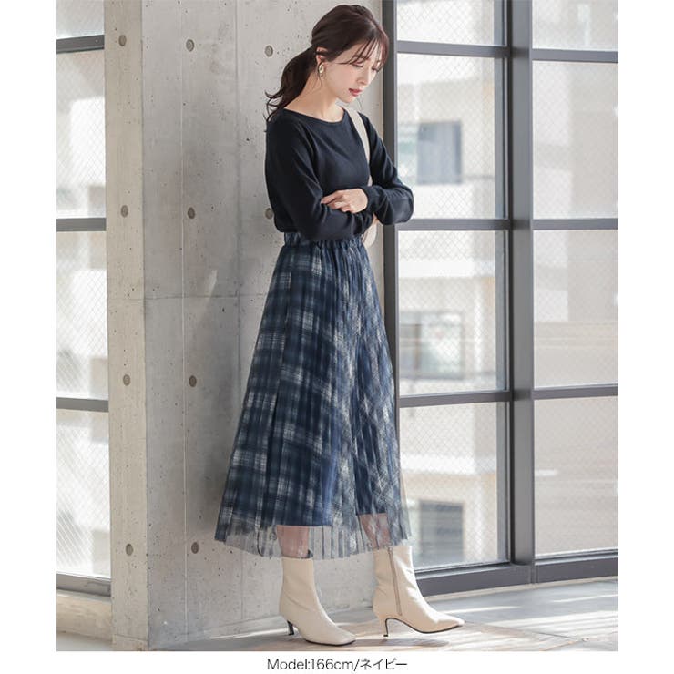 あったか裏地付きチュールプリントスカート [M3499] レディース | KOBE LETTUCE | 詳細画像8 