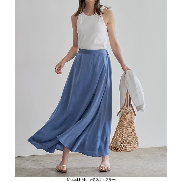 セミフレアシルエットサテンスカート 秋 秋服 | KOBE LETTUCE | 詳細画像7 