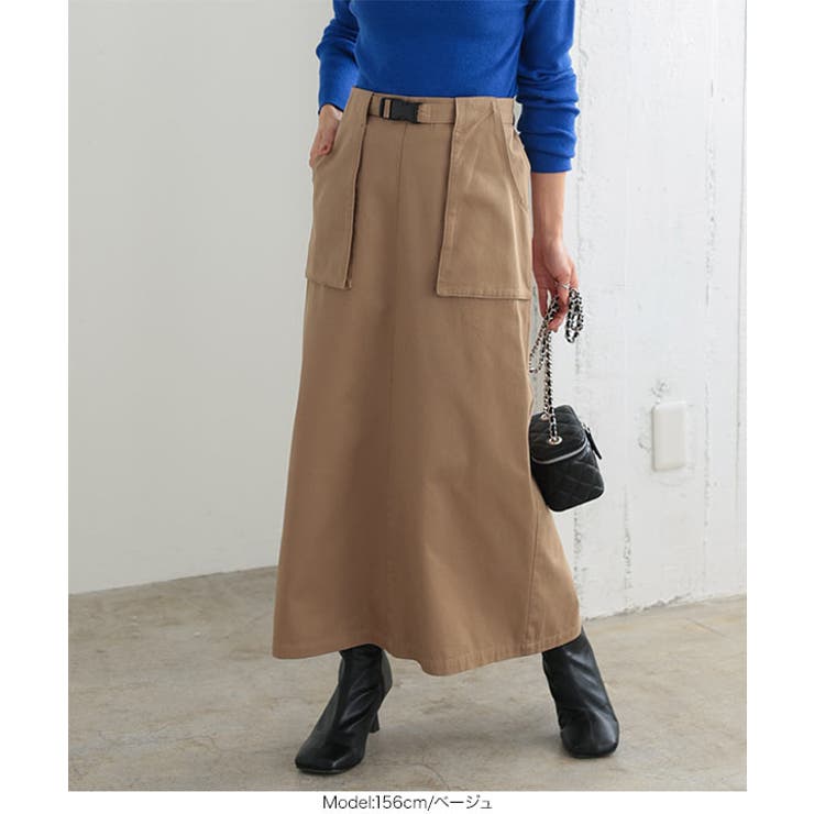 ベルトつきアウトポケット台形チノスカート［M3737］ | KOBE LETTUCE | 詳細画像6 