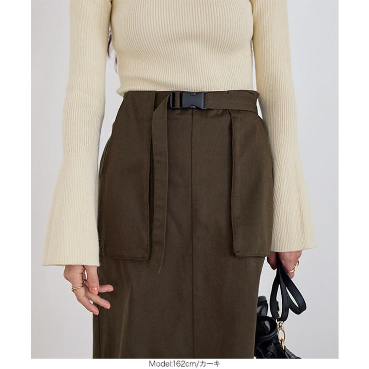 ベルトつきアウトポケット台形チノスカート［M3737］ | KOBE LETTUCE | 詳細画像8 