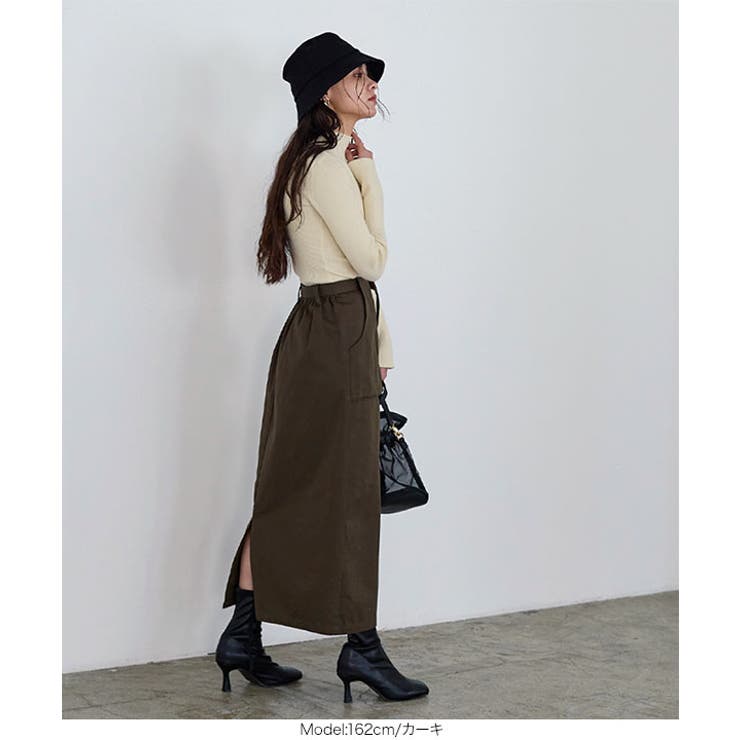 ベルトつきアウトポケット台形チノスカート［M3737］ | KOBE LETTUCE | 詳細画像9 
