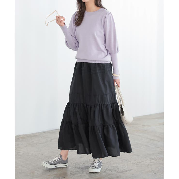 ブラック | ティアードスカート［M3855］ | KOBE LETTUCE