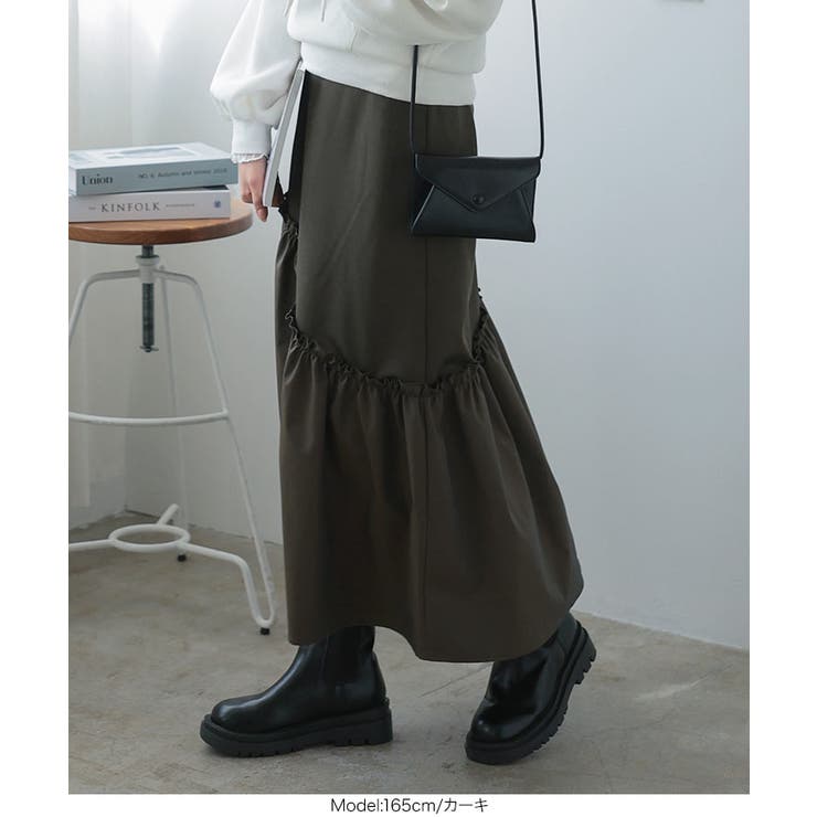 カーキ | アシメ切替えセミフレアスカート［M3850］ | KOBE LETTUCE