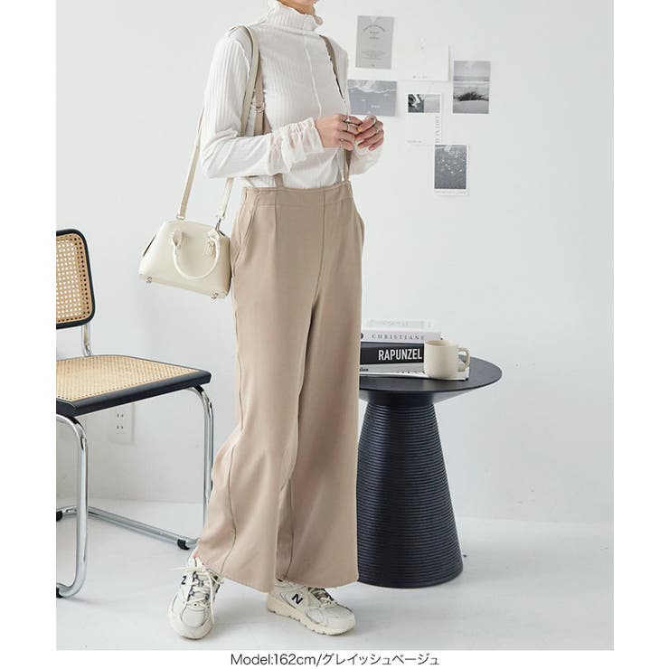 グレイッシュベージュ | ストラップワイドタックパンツ［M3868］ | KOBE LETTUCE