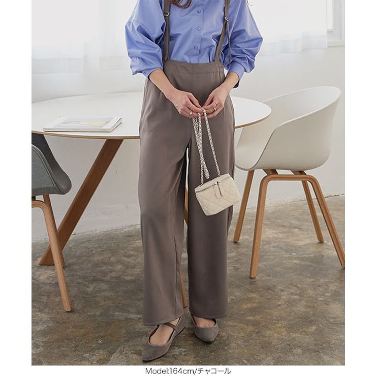 チャコール | ストラップワイドタックパンツ［M3868］ | KOBE LETTUCE
