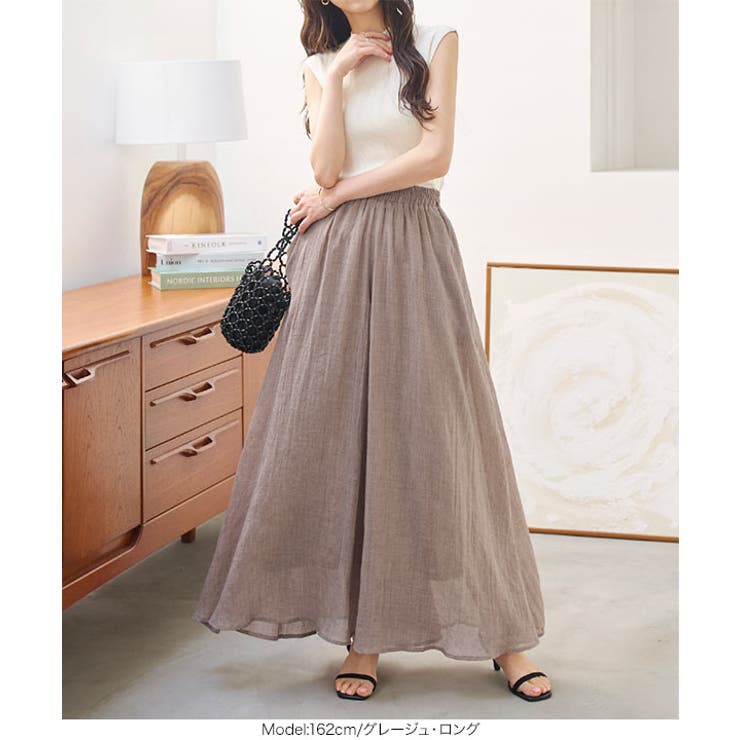 ふわっと楽ちん。イージーケアコットン混ガーゼドレープパンツガウチョ スカーチョ | KOBE LETTUCE | 詳細画像6