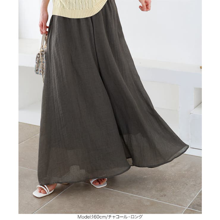 ふわっと楽ちん。イージーケアコットン混ガーゼドレープパンツガウチョ スカーチョ | KOBE LETTUCE | 詳細画像22