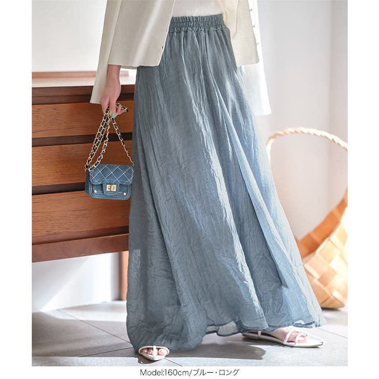 ふわっと楽ちん。イージーケアコットン混ガーゼドレープパンツガウチョ スカーチョ | KOBE LETTUCE | 詳細画像2