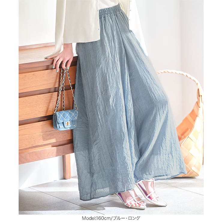 ふわっと楽ちん。イージーケアコットン混ガーゼドレープパンツガウチョ スカーチョ | KOBE LETTUCE | 詳細画像3