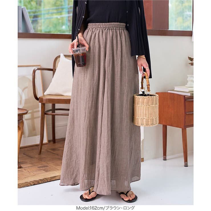 ふわっと楽ちん。イージーケアコットン混ガーゼドレープパンツガウチョ スカーチョ | KOBE LETTUCE | 詳細画像20