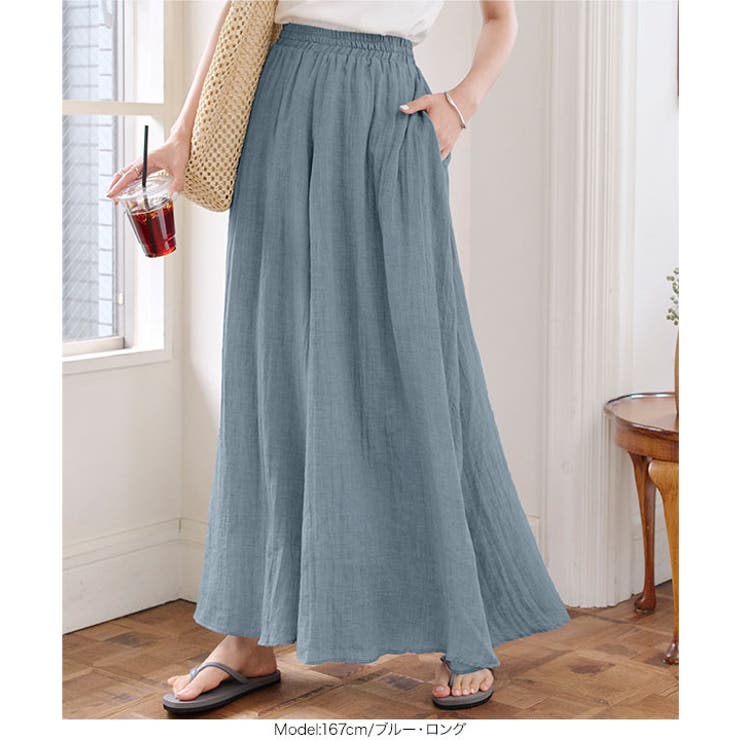 ふわっと楽ちん。イージーケアコットン混ガーゼドレープパンツ［M3878］ガウチョ… | KOBE LETTUCE | 詳細画像6 