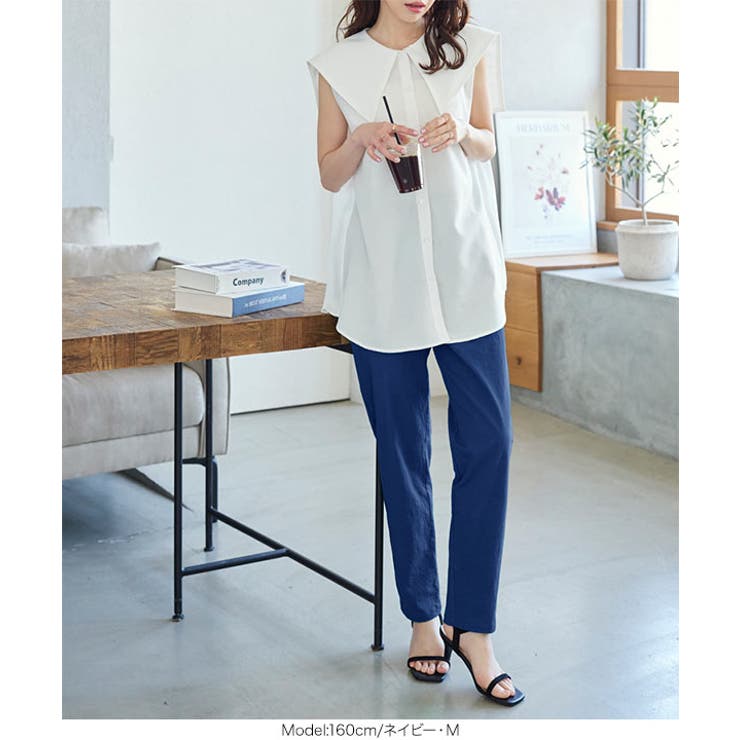 ストレッチリネンタッチコットンテーパードパンツ［M3905］[品番
