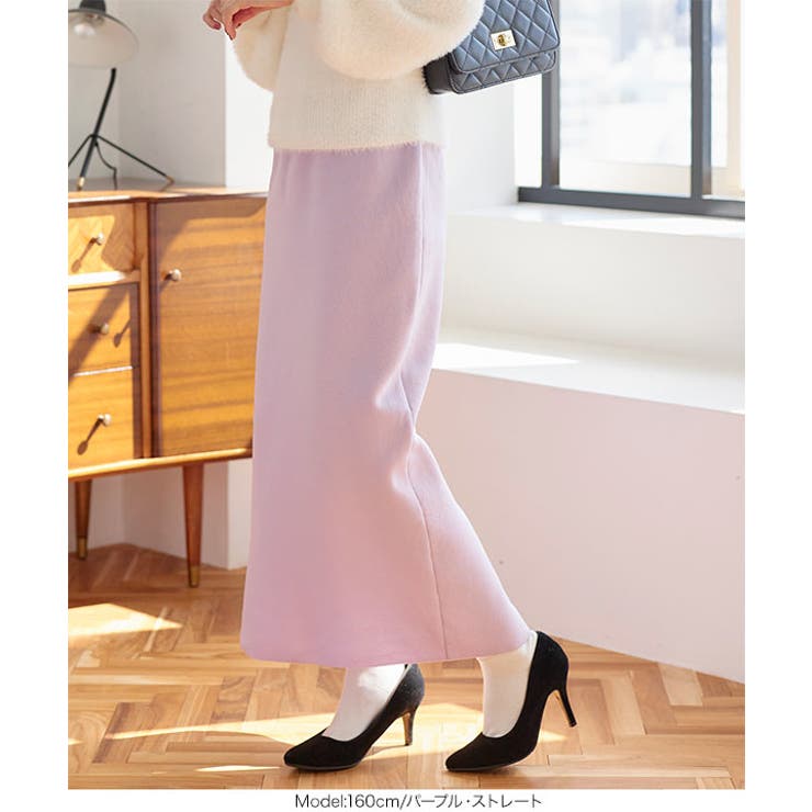 パープル | 選べる2タイプ 毛玉レスニットスカート［M3930］ | KOBE LETTUCE