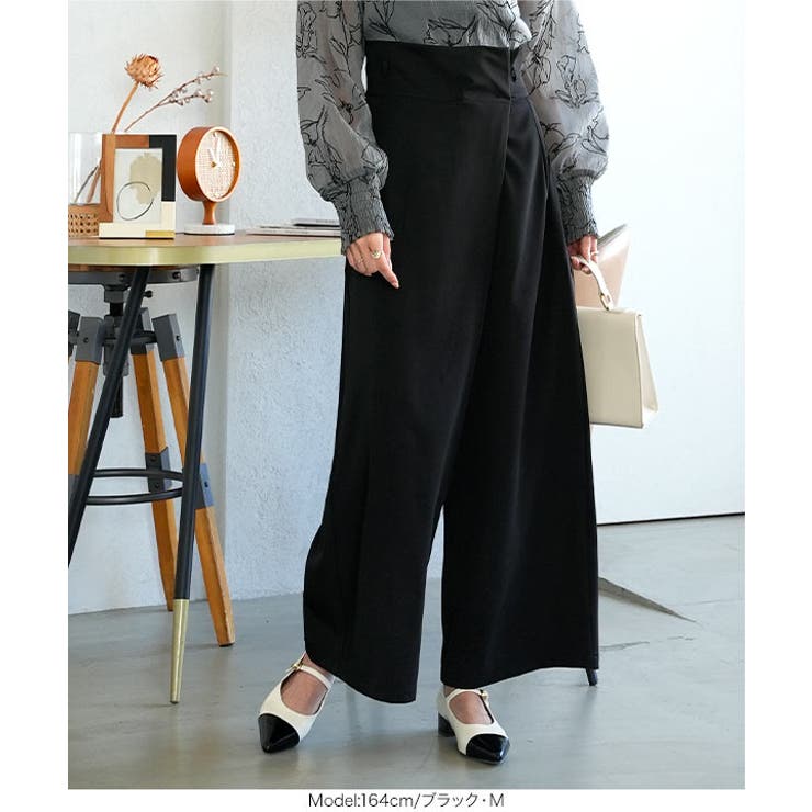 ベルト付きラップ風ストレートワイドパンツ［M3962］ | KOBE LETTUCE | 詳細画像4 