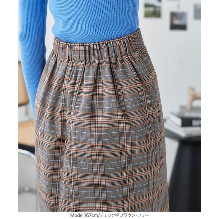 チェック柄ナロースカート［M3964］ | KOBE LETTUCE | 詳細画像3 