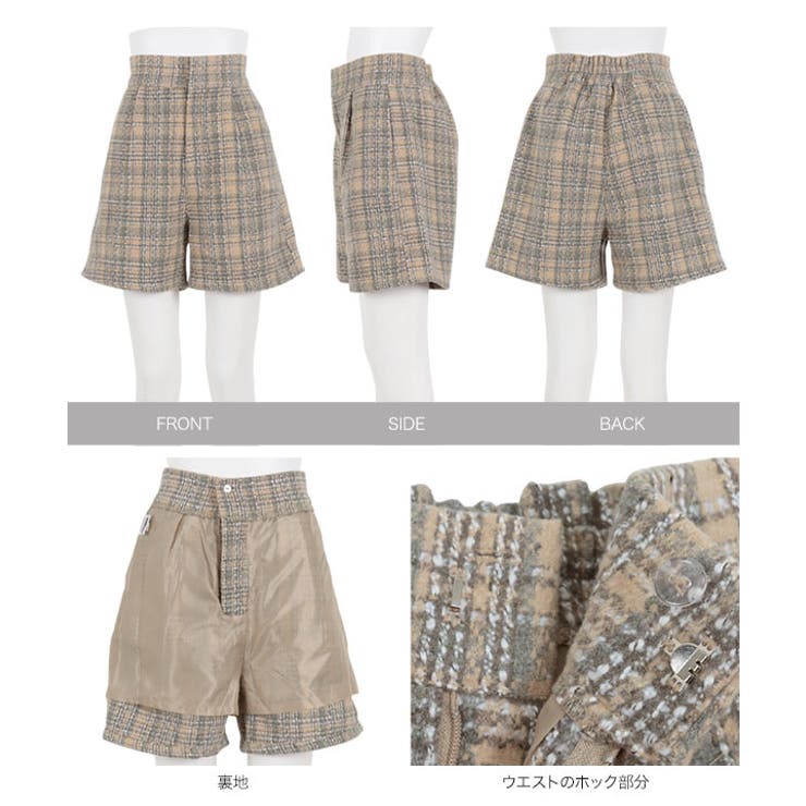 チェック柄ハイウエストショートパンツ［M3970］[品番：KO000013967