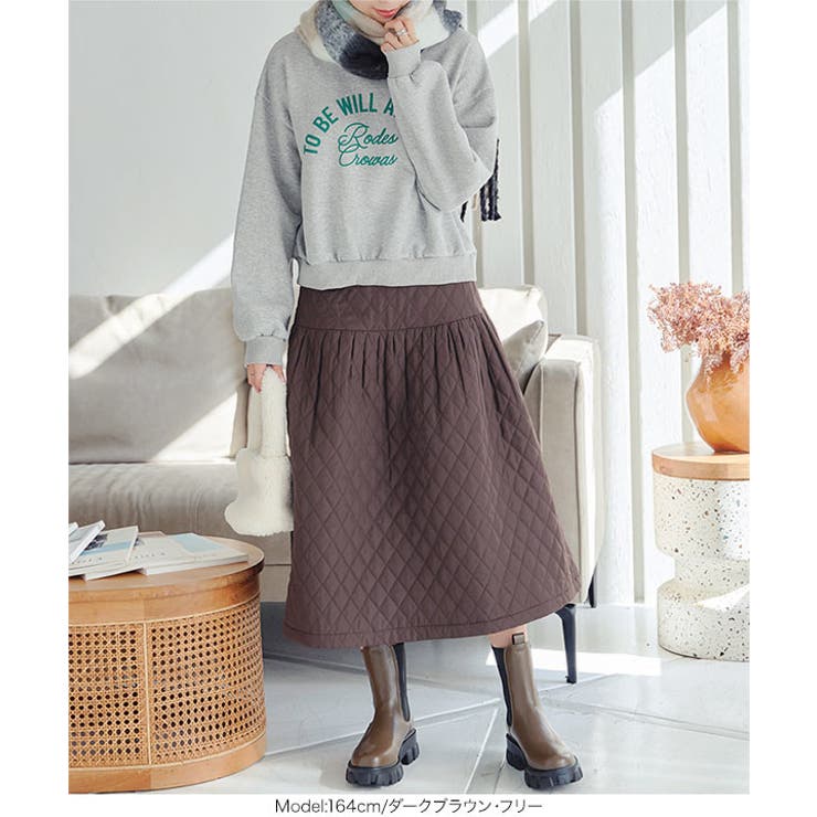 中綿キルティングフレアスカート［M3998］ | KOBE LETTUCE | 詳細画像7 